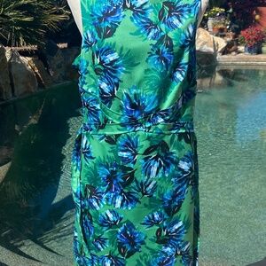 Beautiful Green & Blue Floral Summer Dress